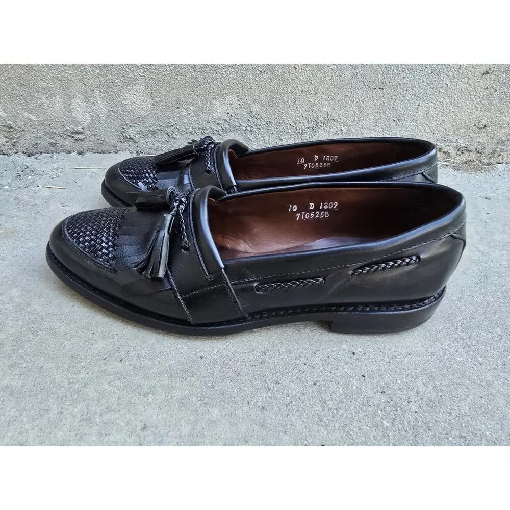 Allen Edmonds Cody Mens Sz 10 D Black & Brown Woven Tassel Loafer Shoes